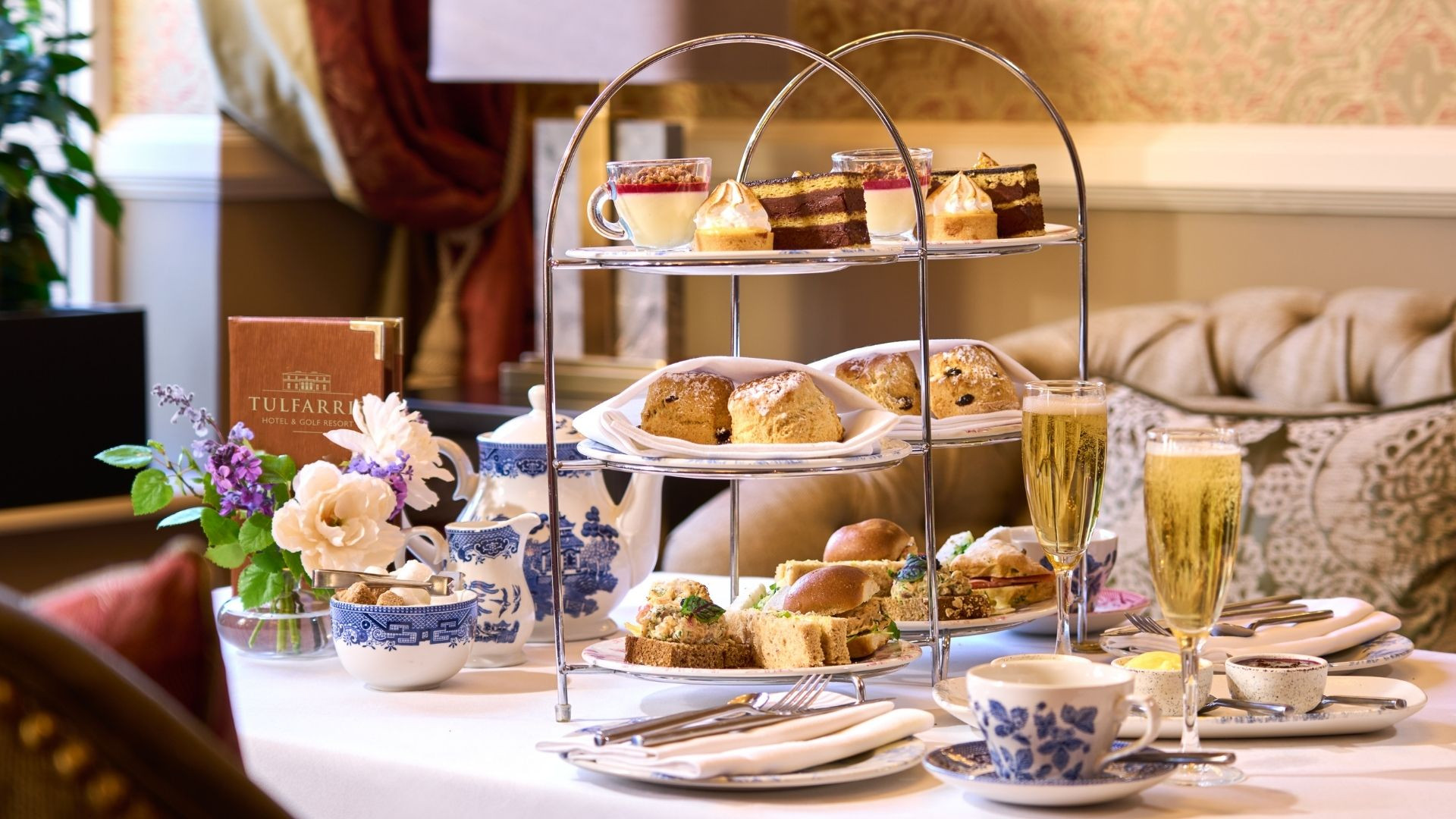 Afternoon Tea in the Mezzanine with prosecco, cakes, scones and sandwiches at Tulfarris Hotel & Golf Resort | Wicklow Four Star Hotel